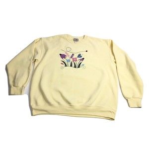 Lee vintage heavyweight sweatshirt Creme size large embroidered Floral design